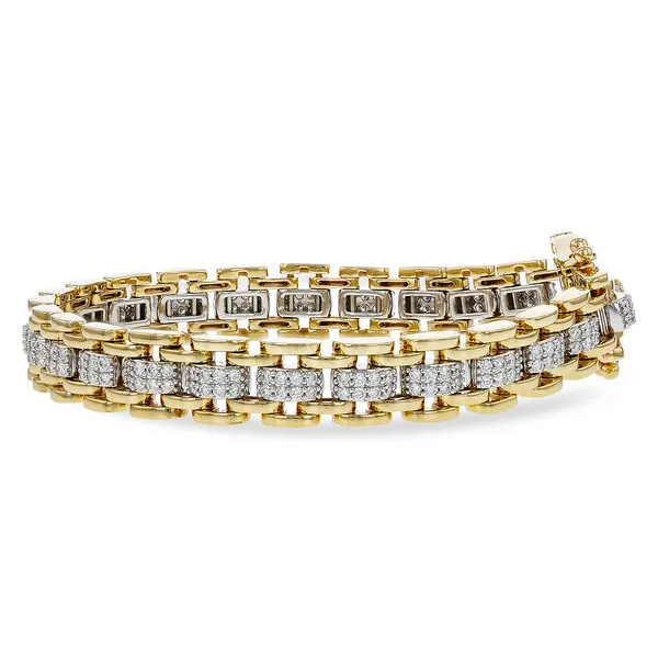 14K Tri-Tone Panther Link Diamond Bracelet Dickinson Jewelers Dunkirk, MD