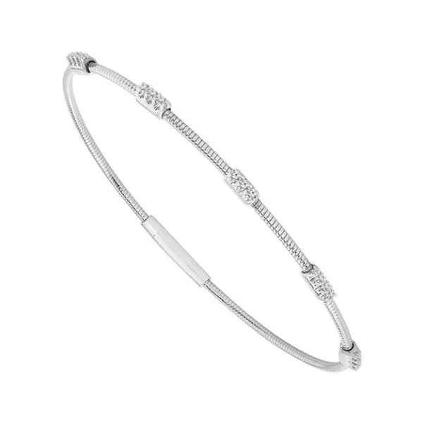 14Kt White Gold Diamond Bars Flexi Bangle Bracelet Dickinson Jewelers Dunkirk, MD