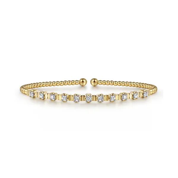 14K Yellow Gold Diamond Bujukan Cuff Bangle Bracelet Dickinson Jewelers Dunkirk, MD
