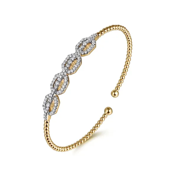14K Yellow Gold Diamond Linked Cuff Bangle Bracelet Image 2 Dickinson Jewelers Dunkirk, MD