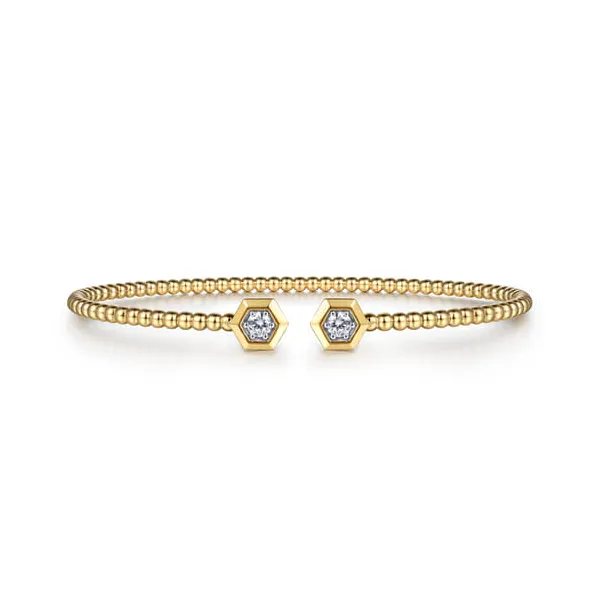14K Yellow Gold Beads Diamonds Bangle Bracelet Dickinson Jewelers Dunkirk, MD