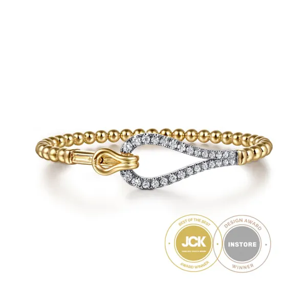 14K Tricolor Gold Diamond Link Bangle Bracelet Dickinson Jewelers Dunkirk, MD