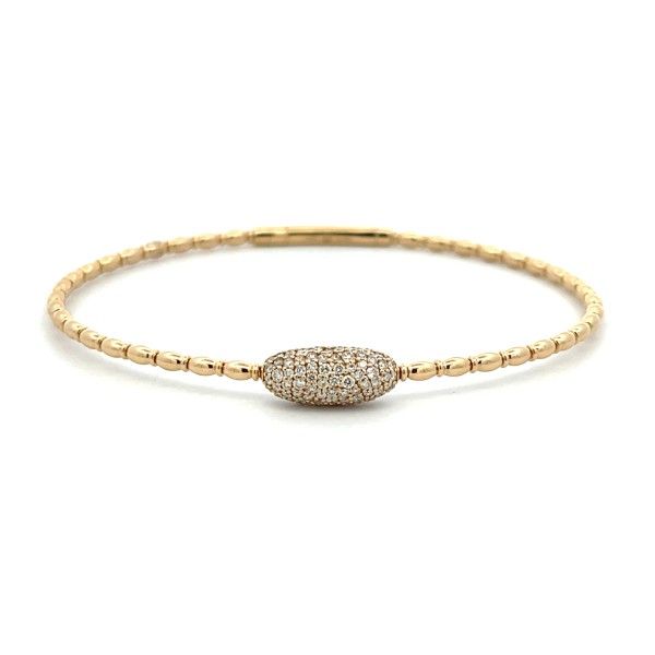 14K Yellow Diamond Cluster Beaded Flexi Bangle Bracelet Dickinson Jewelers Dunkirk, MD