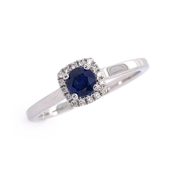 14k White Gold Sapphire Halo Ring Dickinson Jewelers Dunkirk, MD