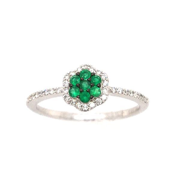 14k White Gold Emerald Halo Ring Dickinson Jewelers Dunkirk, MD