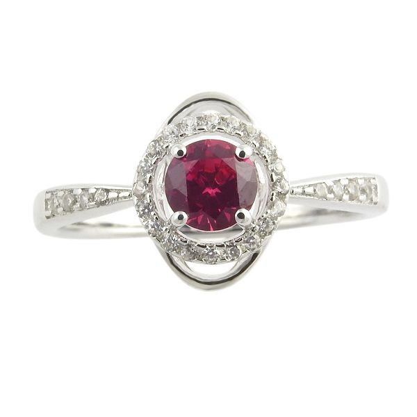 Sterling Silver Lab-Created Ruby Halo Ring Dickinson Jewelers Dunkirk, MD