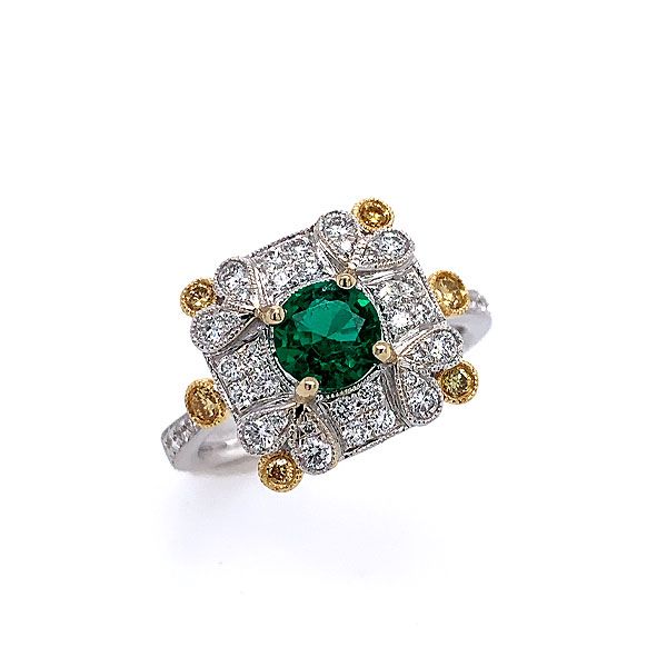 14k White-Yellow Gold Emerald Ring Dickinson Jewelers Dunkirk, MD