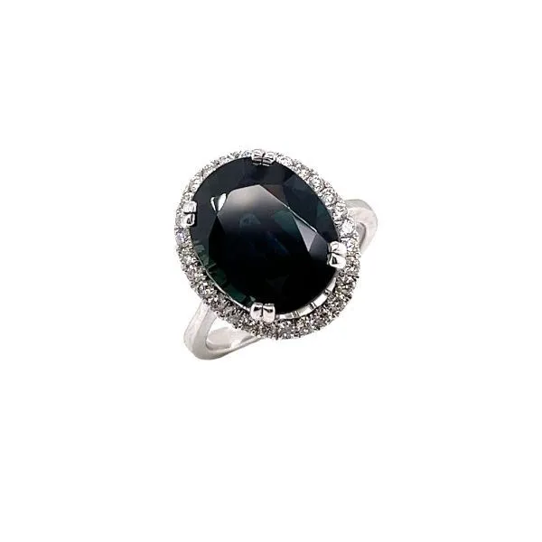 14k White Gold Sapphire Halo Ring Dickinson Jewelers Dunkirk, MD