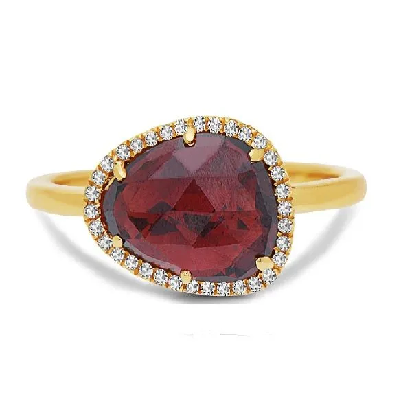 14k Yellow Gold Garnet Halo Ring Dickinson Jewelers Dunkirk, MD