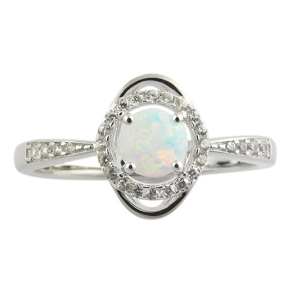 Sterling Silver Lab-Created Opal Halo Ring Dickinson Jewelers Dunkirk, MD