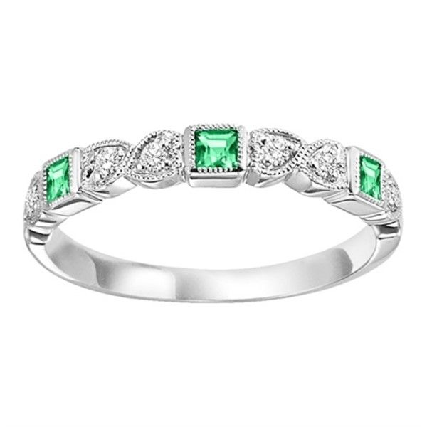 14k White Gold Emerald Band Dickinson Jewelers Dunkirk, MD