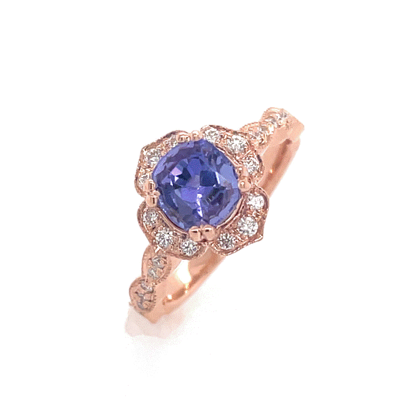 14k Rose Gold Tanzanite Halo Ring Dickinson Jewelers Dunkirk, MD