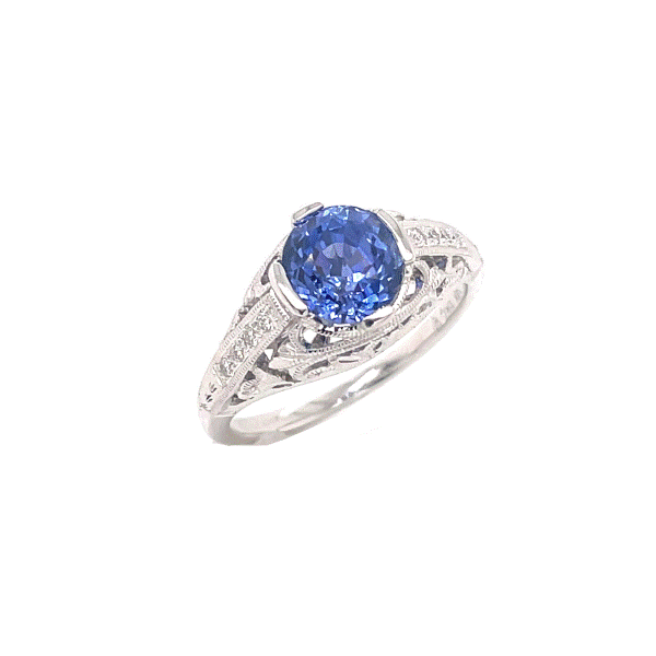 14k White Gold Sapphire Filigree Ring Dickinson Jewelers Dunkirk, MD