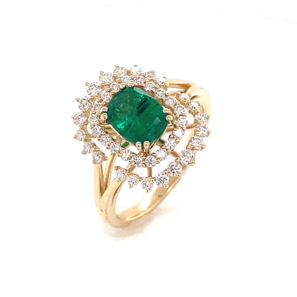 14k Yellow Gold Emerald Halo Ring Dickinson Jewelers Dunkirk, MD