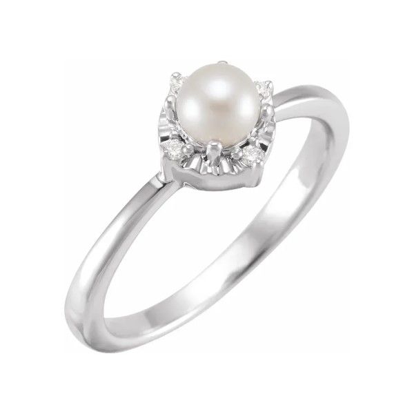 Sterling Silver Pearl Halo Ring Dickinson Jewelers Dunkirk, MD