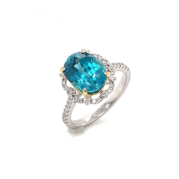 14k White-Yellow Gold Blue Zircon Ring Dickinson Jewelers Dunkirk, MD