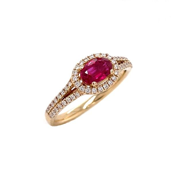 14k Yellow Gold Ruby Halo Ring Dickinson Jewelers Dunkirk, MD