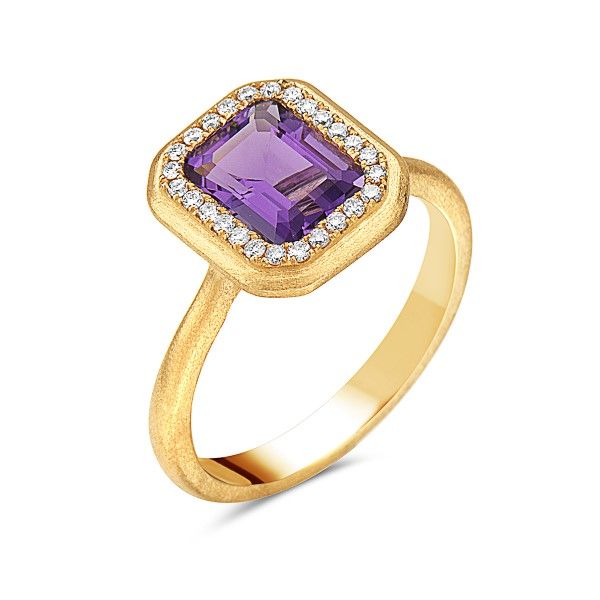 14k Yellow Gold Amethyst Halo Ring Dickinson Jewelers Dunkirk, MD