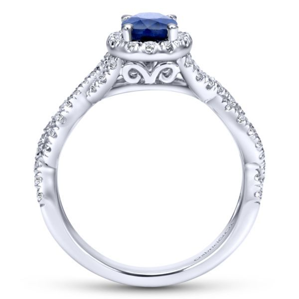 14k White Gold Sapphire Halo Ring Image 2 Dickinson Jewelers Dunkirk, MD