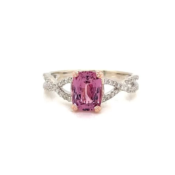 14k White-Yellow Gold Pink Spinel Crossover Ring Dickinson Jewelers Dunkirk, MD