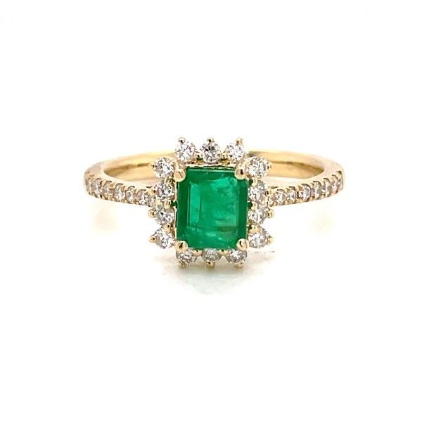 14k Yellow Gold Emerald Halo Ring Dickinson Jewelers Dunkirk, MD