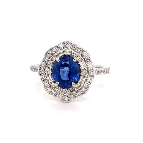14k White-Yellow Gold Sapphire Double Halo Ring Dickinson Jewelers Dunkirk, MD