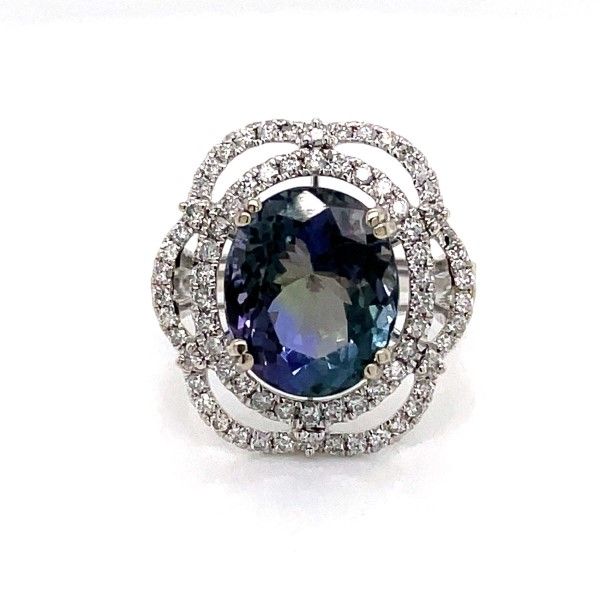 14k White Gold Tanzanite Double Halo Ring Dickinson Jewelers Dunkirk, MD