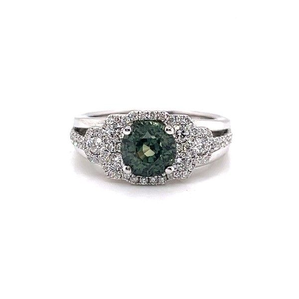 14k White Gold Green Sapphire and Diamond Ring Dickinson Jewelers Dunkirk, MD
