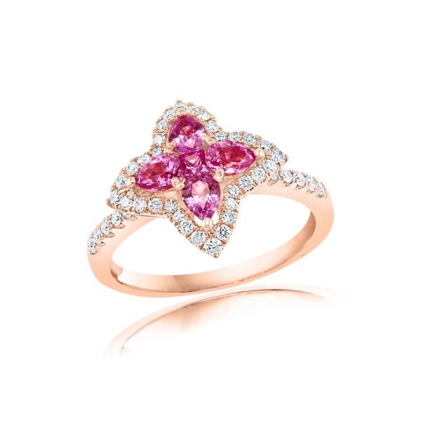 18k Rose Gold Pink Sapphire and Diamond Ring Dickinson Jewelers Dunkirk, MD