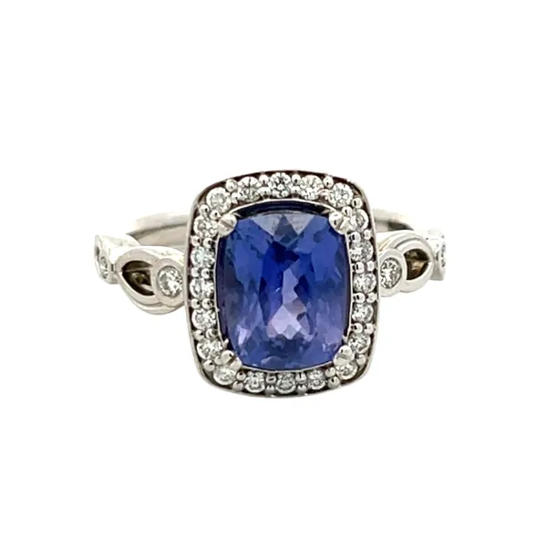 14Kt White Gold Purple Sapphire Fancy Halo Ring Dickinson Jewelers Dunkirk, MD