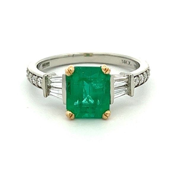 14k White Gold Emerald and Diamond Ring Dickinson Jewelers Dunkirk, MD