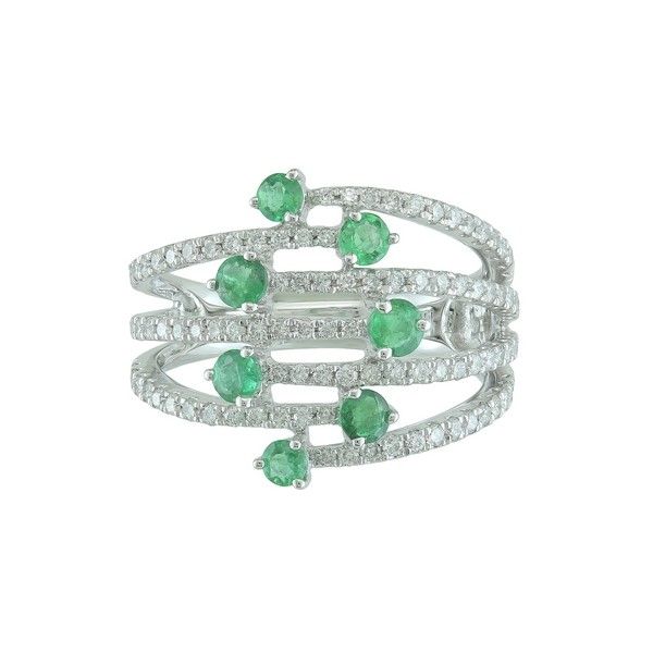 14k White Gold Emerald Bypass Ring Dickinson Jewelers Dunkirk, MD