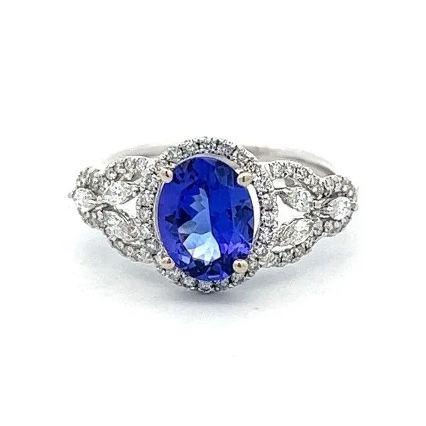 14k White Gold Tanzanite Halo Ring Dickinson Jewelers Dunkirk, MD