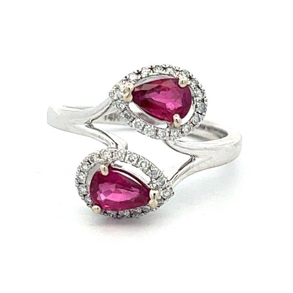 14k White Gold Ruby Bypass Ring Dickinson Jewelers Dunkirk, MD