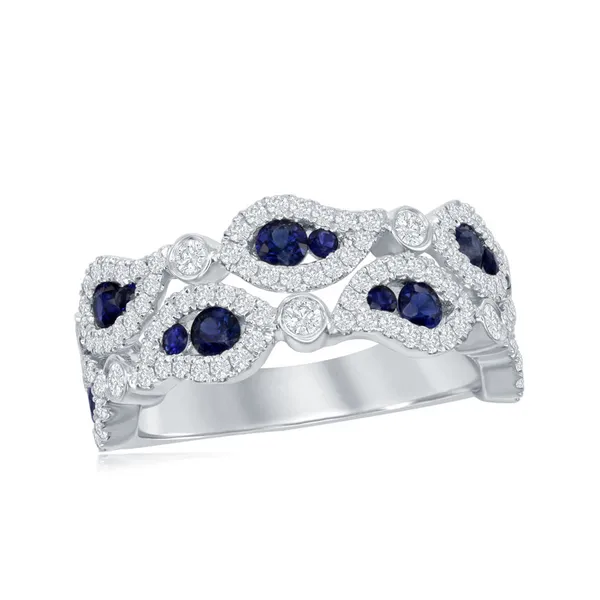 18Kt White Gold Sapphire Paisley Pattern Ring Dickinson Jewelers Dunkirk, MD