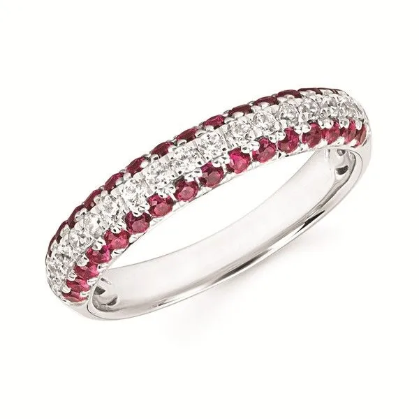 14k White Gold Ruby and Diamond Band Dickinson Jewelers Dunkirk, MD