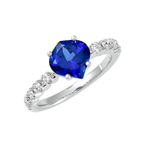 14k White Gold  Created Sapphire Ring Dickinson Jewelers Dunkirk, MD