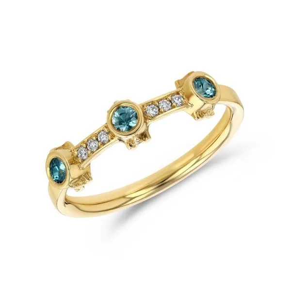14kYellow Gold Blue Zircon and Diamond Ring Dickinson Jewelers Dunkirk, MD