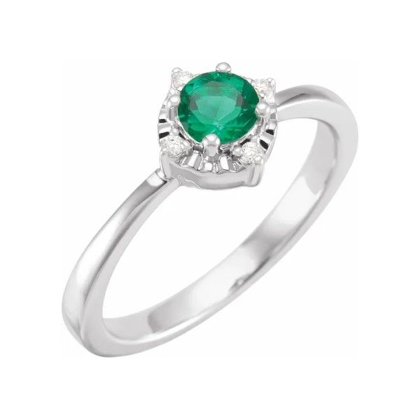 Sterling Silver Emerald Halo Ring Dickinson Jewelers Dunkirk, MD
