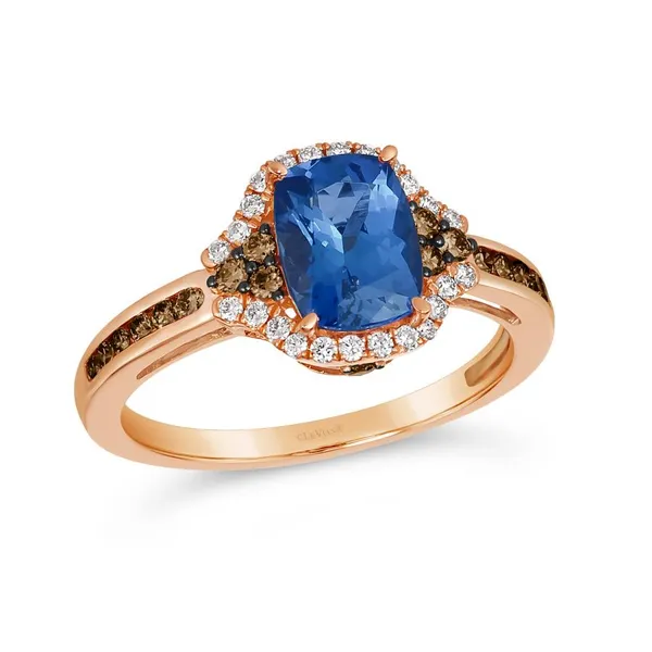 14Kt Rose Gold Blueberry Tanzanite Le Vian Chocolate and Vanilla Diamonds Fashion Ring Dickinson Jewelers Dunkirk, MD