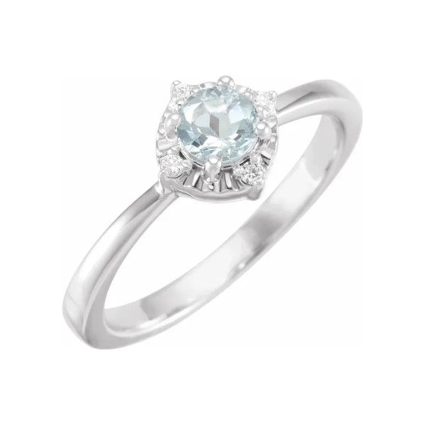 Sterling Silver Aquamarine Halo Ring Dickinson Jewelers Dunkirk, MD