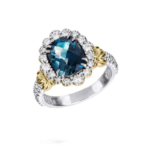 14Kt Yellow Gold and Sterling Silver Cushion London Blue Topaz Fashion Ring Dickinson Jewelers Dunkirk, MD