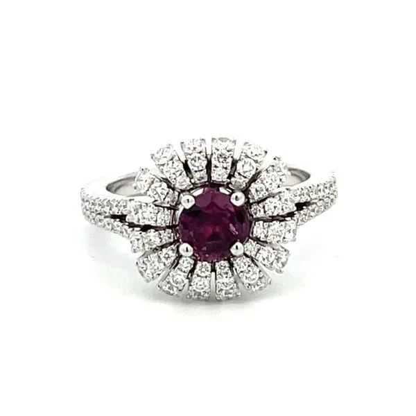 14Kt White Gold Purple Sapphire Blossom Top Fashion Ring Dickinson Jewelers Dunkirk, MD