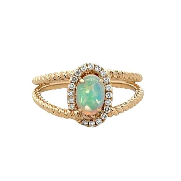 14 Karat Yellow Gold Opal Open Rope Design Ring Dickinson Jewelers Dunkirk, MD