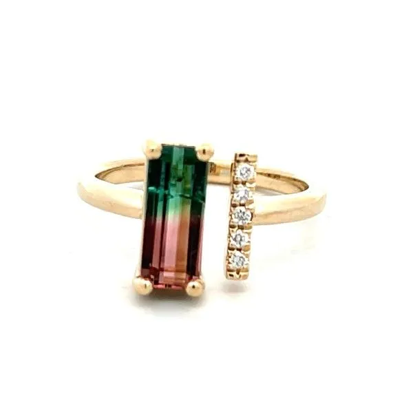 14Kt Yellow Gold Watermelon Tourmaline Open Design Ring Dickinson Jewelers Dunkirk, MD
