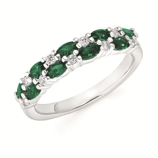 14k White Gold Emerald Band Dickinson Jewelers Dunkirk, MD