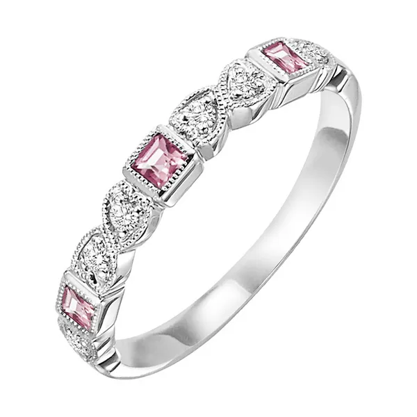 10Kt White Diamond and Pink Tourmaline Stackable Ring Dickinson Jewelers Dunkirk, MD