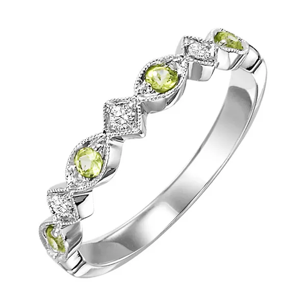 10Kt White Gold Diamond and Peridot Stackable Ring Dickinson Jewelers Dunkirk, MD