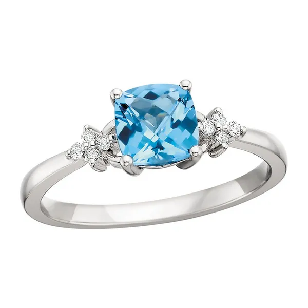 10 Karat White Gold Blue Topaz and Diamond Ring Dickinson Jewelers Dunkirk, MD