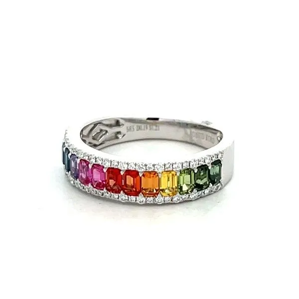 14K White Gold Rainbow Sapphire Band Image 2 Dickinson Jewelers Dunkirk, MD